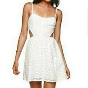 Kendall & Kylie Cream Lace Cut Out Mini Dress